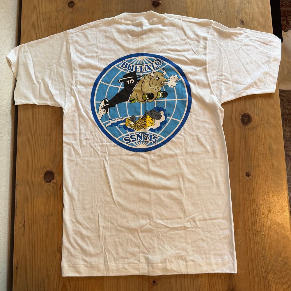 Vintage USS Buffalo SSN-715‎ T-Shirt Fruit of the Loom Single Stitch Mens Medium